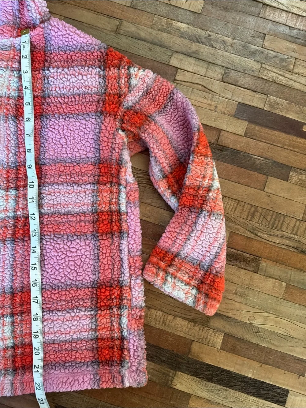 Fleece-like’Flannel Hooded Jacket - Pink & Orange Plaid